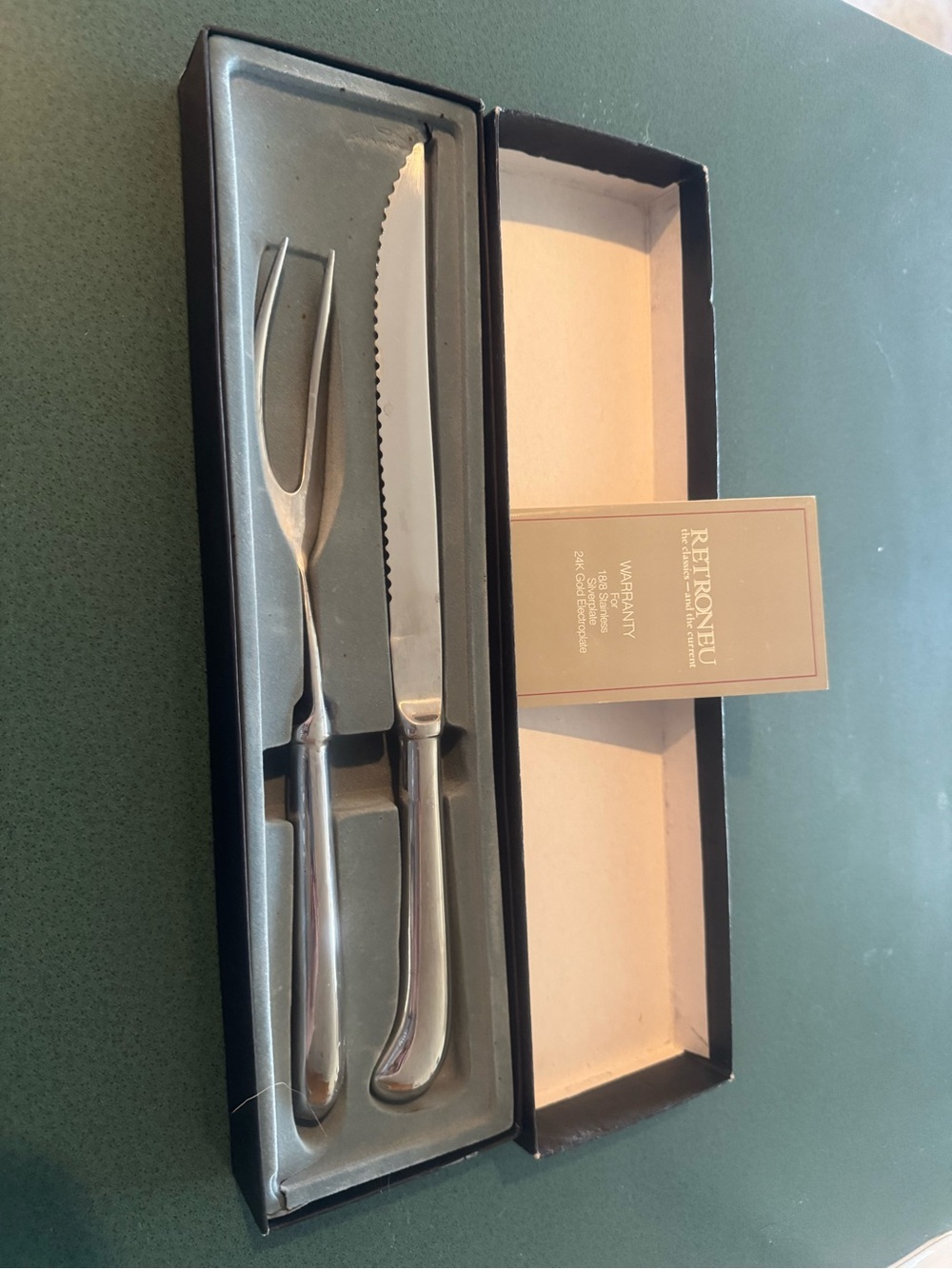 Retroneu Jamestown Silverplate Carver Knife and Fork Set